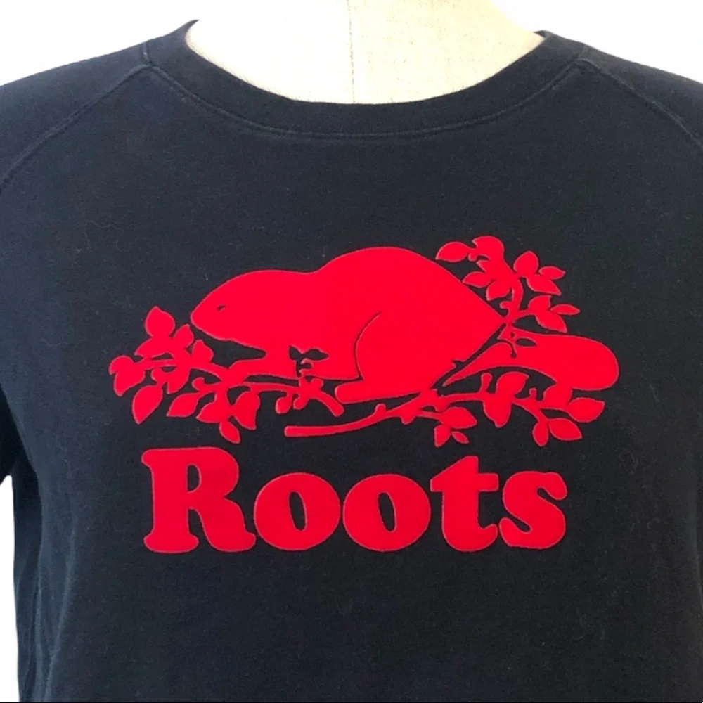 ROOTS Logo Short Sleeve Crew Neck Pullover Sweater Top - Picture 3 of 4
